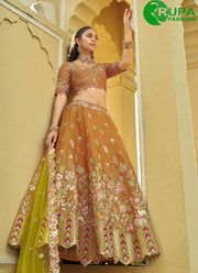 Adorable Orange Color Silk Ready Made Lehenga Choli with Embroidered, Sequins and Zari Work